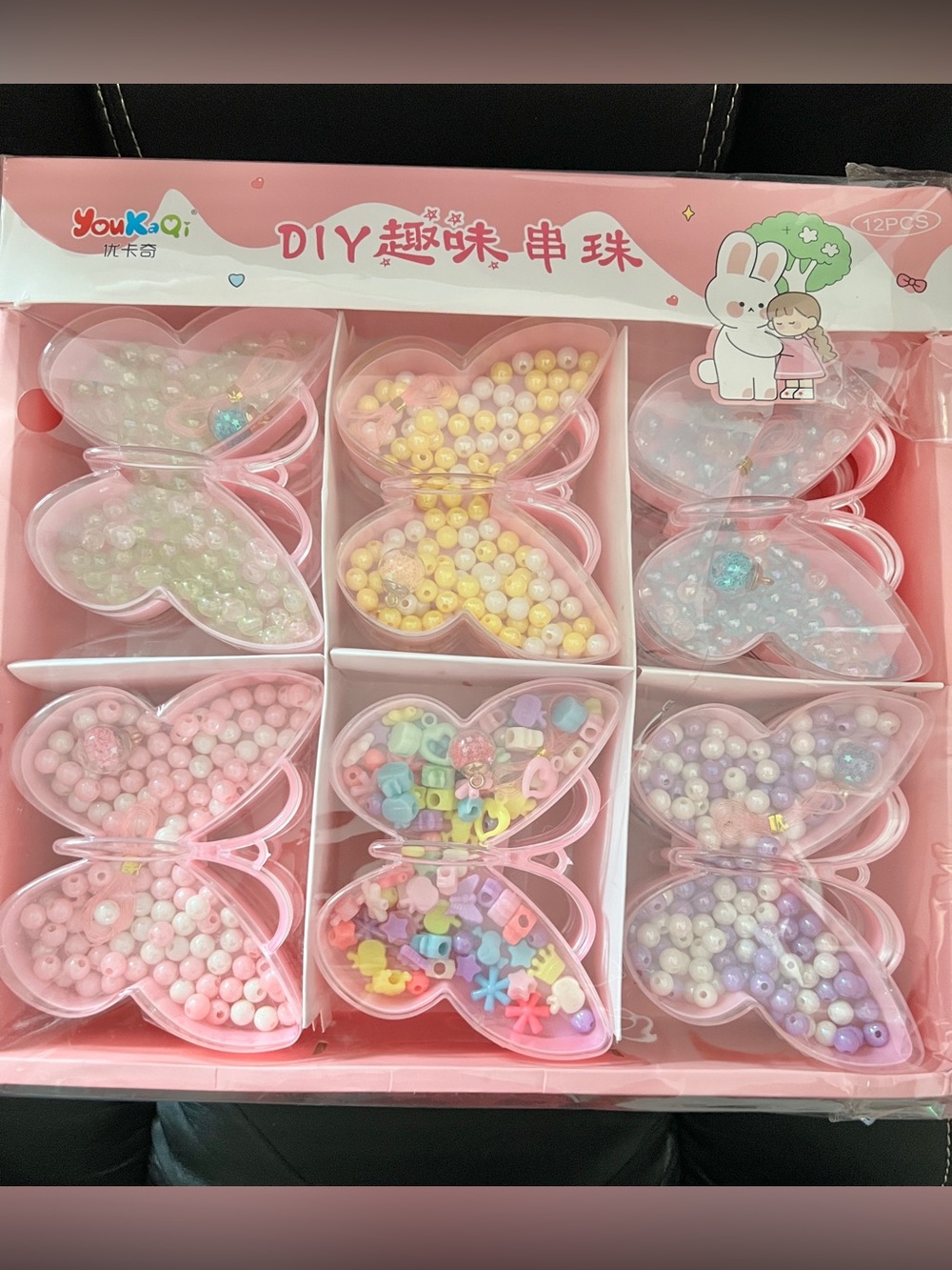 12 DIY Bead Jewelry Kits - Pastel Multicolor